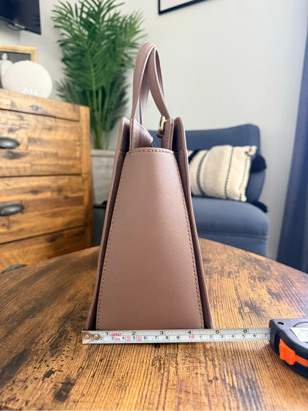 kate spade taupe mauve leather satchel with gold hardware